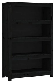 Libreria nera 80x35x126 cm in legno massello di pino