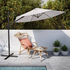 Ombrellone a palo laterale grigio Avea NATERIAL Ø 289 cm con telo bianco