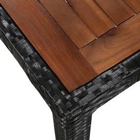 Set da pranzo da giardino 9 pz in polyrattan e acacia nero