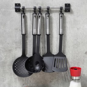Set Utensili Da Cucina 6 Pz Nero E Argento /