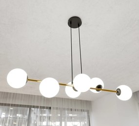 Lampadario a sospensione GRAVITY 6 Nero/Bianco e Oro 6xE14