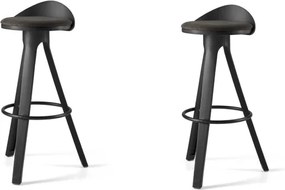 Sgabello per cucina bar in metallo verniciato Nero REINA set 2 pezzi