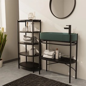 Mobile sottolavabo e lavabo Alba per vasca a sinistra nero e verde L 55 x H 89.5 x P 37.5 cm