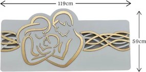 Capezzale quadro 59x119 cm legno laminato Sacra Famiglia Oro