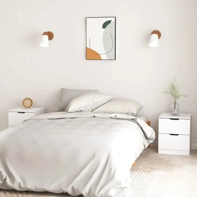 Comodini 2 Pz Bianchi 40x40x50 Cm İn Legno Multistrato /