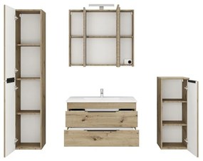 Kamalu - Composizione bagno sospesa 80 cm in rovere naturale spazzolato grezzo | LAC-EFESTO-80