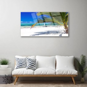 Quadro in vetro Spiaggia Palma Paesaggio 100x50 cm