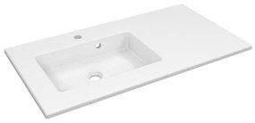 Lavabo integrale rettangolare vasca a sinistra Neo L 91 x H 11.2 x P 49 cm in ceramica bianco lucido