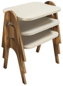 SET 3x Tavolino PARIS bianco/marrone