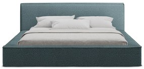 Letto matrimoniale imbottito blu con contenitore e rete inclusi 140x200 cm Noho – Makamii
