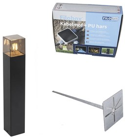 Lampada da esterno da terra nera 50 cm IP44 con effetto vetro fumé - Danimarca