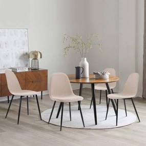 Sedia Da Pranzo Moderna In Tessuto Khaki Gambe Nere Irene - Set da 4 Pezzi