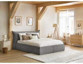 Letto matrimoniale grigio imbottito con spazio contenitivo con griglia inclusa 180x200 cm Jade – Bobochic Paris