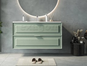 Mobile bagno salvia opaco 102x47 Dublino con lavabo in ceramica due cassetti con cornice