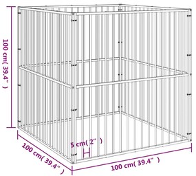 Box per Cani 4 Pannelli Nero Acciaio Zincato