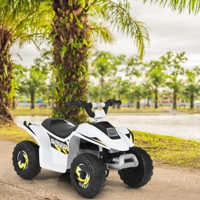 Costway Costaway Quad cavalcabile alimentato a batteria 6V con velocità massima 4,6 km/h, Mini quad ATV per bambini Bianco