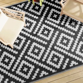 Tappeto Da Esterni Arakıl Bianco E Nero 190x290 Cm İn Pp /