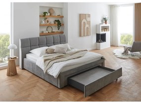 Letto matrimoniale imbottito grigio rete non inclusa 180x200 cm Canyon – Meise Möbel