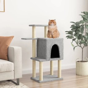 Albero per gatti con tiragraffi in sisal grigio chiaro 97 cm
