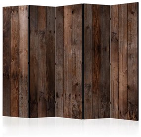 Paravento separè Casetta di legno II (5 parti) - legno di colore marrone scuro