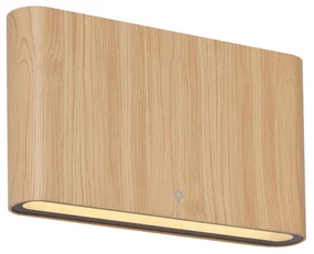 Applique da esterno scandinava in legno 17,5 cm con LED IP65 - Batt