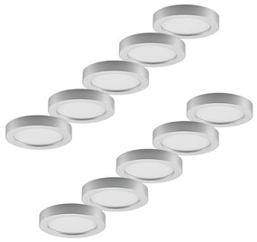 Prios Plafoniera LED Edwina, argento, 23 cm, set da 10