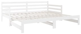 Dormeuse Estraibile Bianca 2x(90x190) cm Legno Massello di Pino