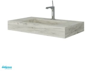 Lavabo Top "Savini Due" In Hpl Da 80 Cm C/Vasca Centrale Rovere Ghiaccio