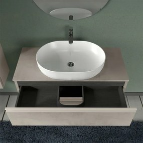Arredo bagno sospeso 100 cm Master grigio effetto cemento con top e specchio