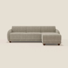 Giglio divano letto angolare con materasso alto 18 cm e penisola contenitore in morbido bouclé impermeabile T07 beige