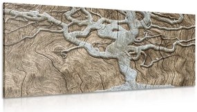 Quadro su tela – Albero astratto su legno in tonalità beige