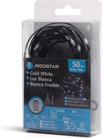 Aigostar -LED Catena luminosa da esterno 50xLED/8 funzioni 3xAA 5,3m IP44 luce bianca fredda