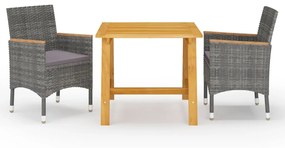 Set Mobili Da Pranzo Per Giardino 3 Pz Grigio /