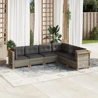 Set Divano da Giardino 6 pz con Cuscini Grigio in Polyrattan 3261858