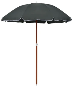 Ombrellone Da Giardino Con Palo İn Acciaio 180 Cm Antracite /