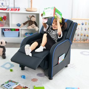 Costway Sedia reclinabile per bambini con tasche laterali schienale regolabile, Divano ergonomico in pelle PU
