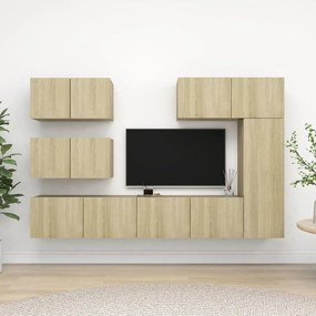 Set Di Mobili Porta Tv 6 Pz Rovere Sonoma İn Legno Multistrato /