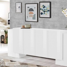 Mobile credenza PILLON L 210 x H 85 P 45 cm bianco lucido