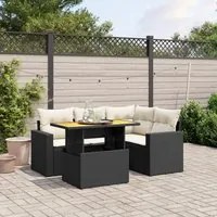 Set Divani da Giardino 5 pz con Cuscini in Polyrattan Nero 3271294