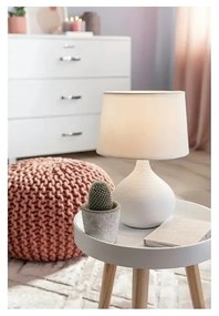Lampada da tavolo in ceramica bianca e tessuto, altezza 29 cm Martin - Trio