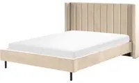 Letto matrimoniale con doghe 160 x 200 cm velluto di colore beige stile glam moderno