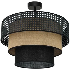 Brilagi - Lampadario DAKOTA LUNETA 1xE27/15W/230V Ø45 cm nero/rattan