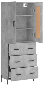 Credenza grigio cemento 69,5x34x180 cm in legno multistrato