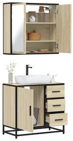 Set Mobili Da Bagno 2 Pz Rovere Sonoma İn Legno Multistrato /