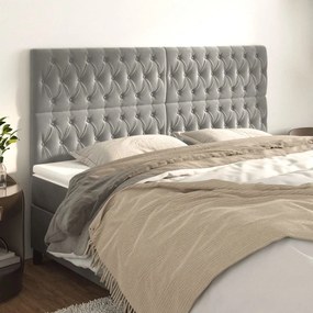 Testiera 4 Pz Grigio Chiaro 90 X 7 X 78/88 Cm İn Velluto /