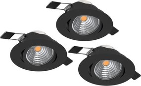 Eglo 902281 - Set da 3 lampade LED dimmerabili da incasso SALICETO, 6,4 W, 230 V, Ø 8,8 cm, nero