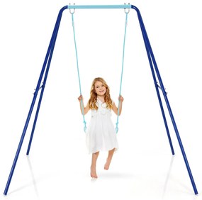 Costway Altalena in ferro da esterno per bambini con struttura stabile, Set altalena con sedile all’impatto a forma di U