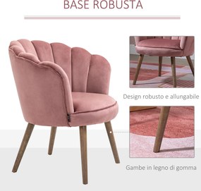 Poltrona Imbottita 66x72x79 cm in Velluto Rosa...