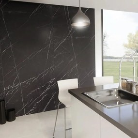 Piastrella da pavimento e rivestimento interno rettificato Marquina in gres porcellanato nero