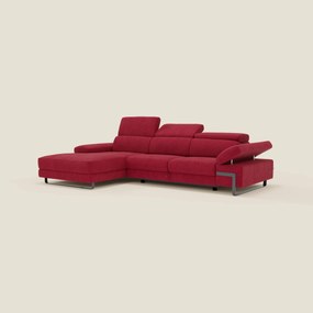 Zayana Divano angolare estraibile - braccioli e poggiatesta reclinabili in tessuto impermeabile T02 rosso